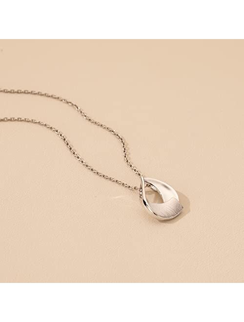 Peora 925 Sterling Silver Sculpted Open Teardrop Pendant Necklace for Women with 17 inch Chain + 3 inch extender, Hypoallergenic Fine Jewelry