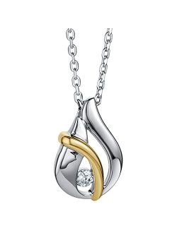 925 Sterling Silver Raindrop Pendant Necklace for Women with 17 inch Chain   3 inch extender, Hypoallergenic Fine Jewelry