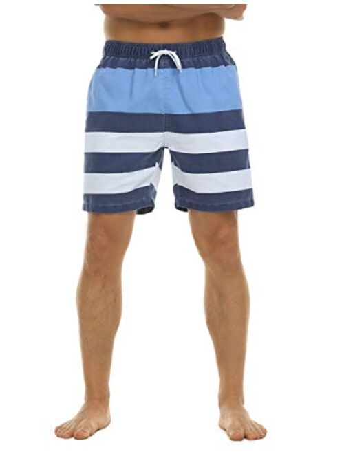 Nonwe Mens Swim Board Shorts Retro Washed Quick Dry Lightweight Beach Shorts