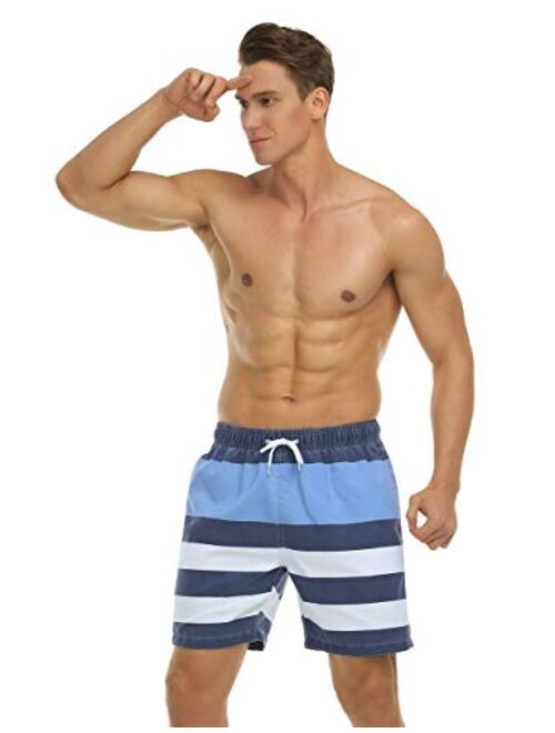 Nonwe Mens Swim Board Shorts Retro Washed Quick Dry Lightweight Beach Shorts