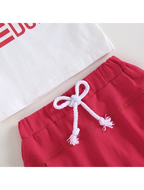 Sprifallbaby 4th of July Infant Baby Boy Outfit Short Sleeve Letter Tops Toddler Boys Independence Day Party Shorts Set