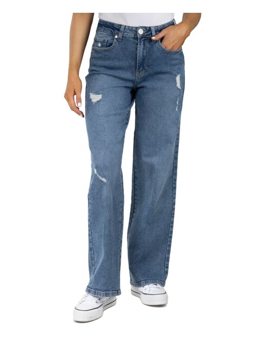 INDIGO REIN Juniors' Skater Ripped Jeans