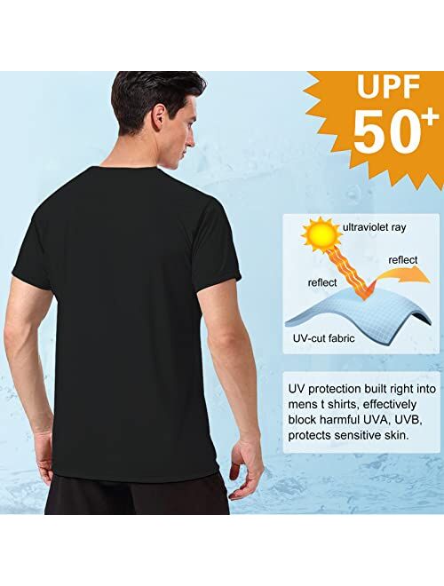 MeetHoo Men Standard Swim Rash Guard UPF 50+ Sun Protection Quick Dry SPF Short Sleeve Workout Fishing Running T Shirts