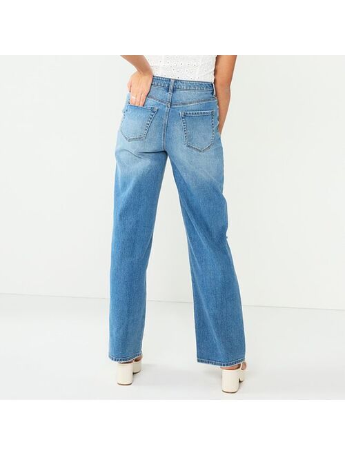 Juniors' SO Exposed Button Wide-Leg Jean Pants