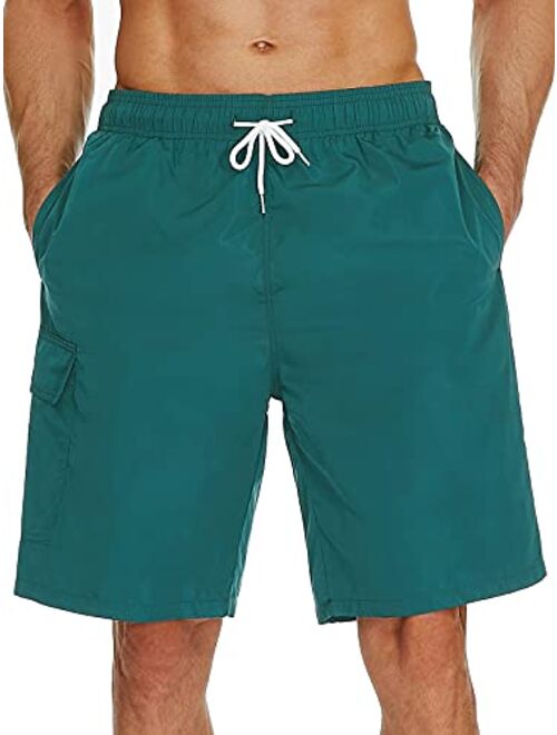 SILKWORLD Mens 9" Swimming Trunks Quick Dry Swim Shorts Bathing Suit with Liner