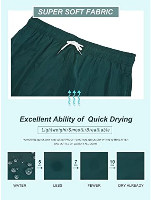 SILKWORLD Mens 9" Swimming Trunks Quick Dry Swim Shorts Bathing Suit with Liner