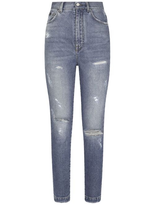 Dolce & Gabbana distressed slim-fit jeans