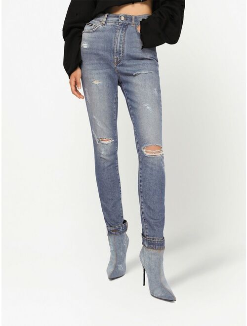 Dolce & Gabbana distressed slim-fit jeans