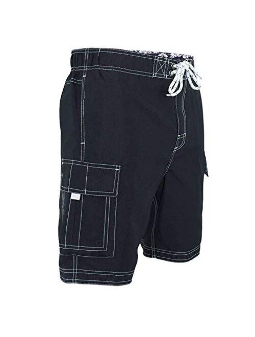 U.S. Apparel US Apparel Men's Solid Color Cargo Style Microfiber Board Shorts Available in 3XL, 4XL and 5XL