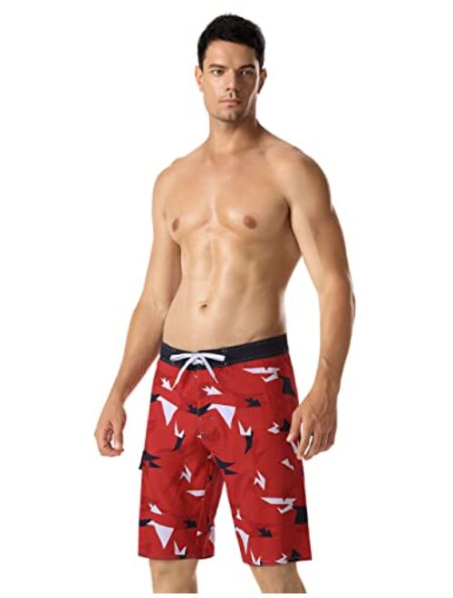 Nonwe Men's Swim Trunks Quick Dry with Pocket Adjustable Waist Board Shorts