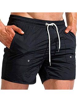 Tofern Mens Swim Trunk Quick Dry Board Shorts with Mesh Liner Pockets Swimsuit Men's Swim Shorts Drawstring Bathing Suit