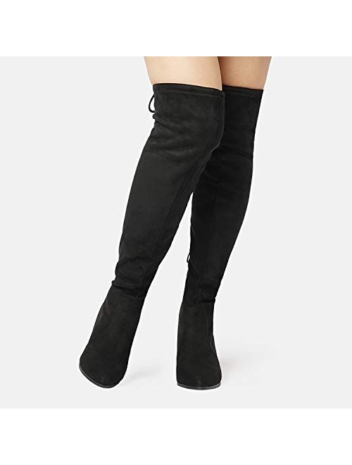 DREAM PAIRS Womens Thigh High Boots Over the knee Stretch Block Heel Fashion Long Boots