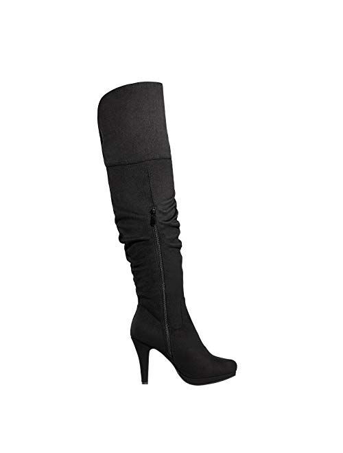 DREAM PAIRS Women's Thigh High Chunky Heel Platform Over The Knee Boots