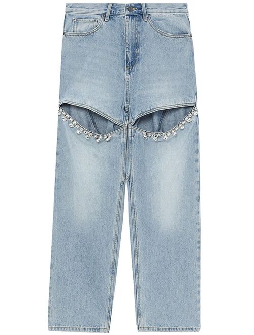AREA cut-out-detail straight-leg jeans