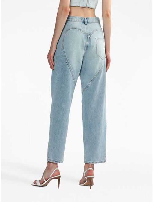 AREA cut-out-detail straight-leg jeans