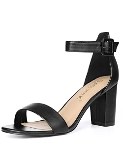 Women's High Chunky Heel Buckle Ankle Strap Sandals
