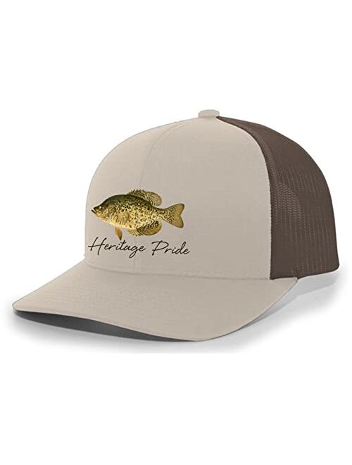 Heritage Pride Freshwater Fish Collection Crappie Fishing Mens Embroidered Mesh Back Trucker Hat Baseball Cap