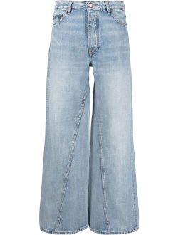 seam-detail wide-leg jeans