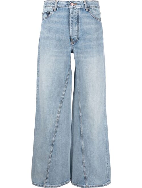 GANNI seam-detail wide-leg jeans