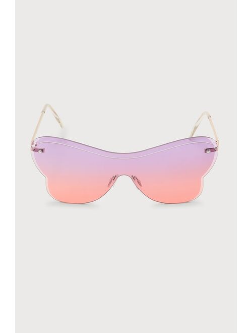 Lulus Soaring Style Purple & Pink Ombre Frameless Butterfly Sunglasses