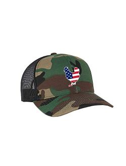 Embroidered American Flag Filled Farm Animals Patriotic Mesh Back Trucker Hat