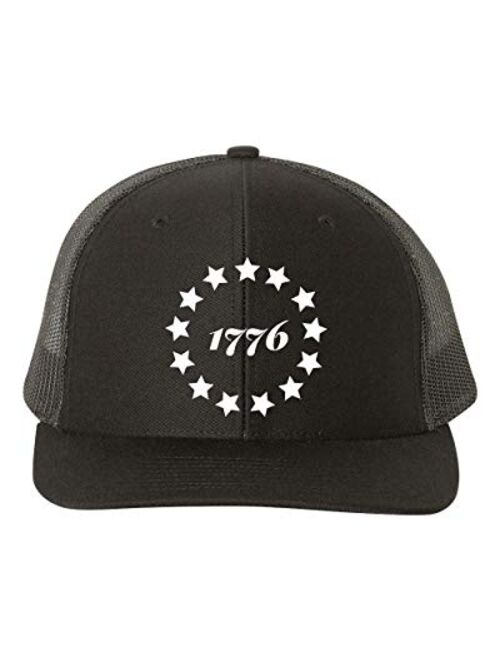 Heritage Pride 1776 Hat 13 Stars Circle Betsy Ross Flag Embroidered Mens Mesh Back Trucker Hat
