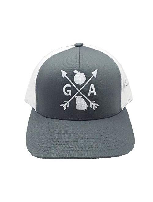 Heritage Pride Embroidered Georgia Peach State Arrow Snapback Hat-Graphite/White