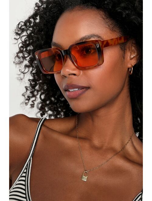Lulus Modern Allure Brown Tortoise Rectangle Sunglasses