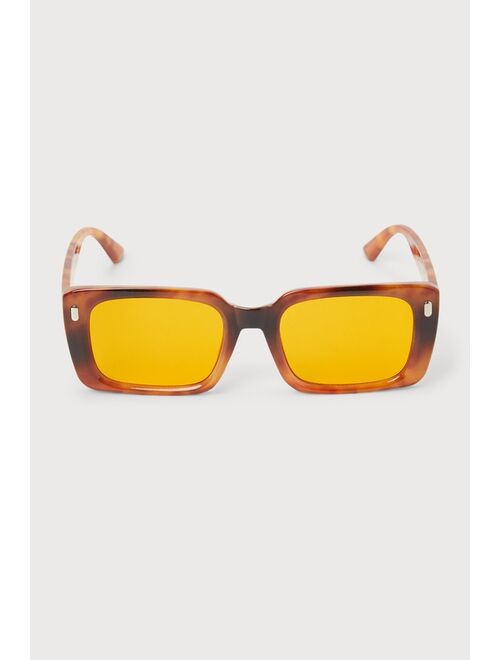 Lulus Modern Allure Brown Tortoise Rectangle Sunglasses