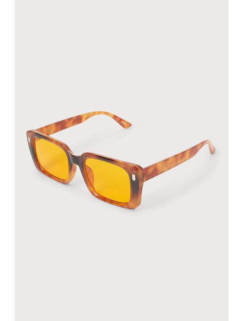 Lulus Modern Allure Brown Tortoise Rectangle Sunglasses