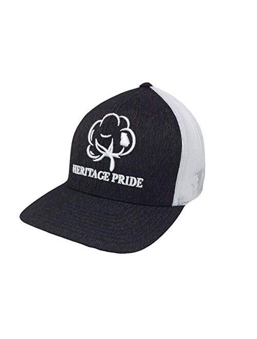 Heritage Pride Logo Georgia State Cotton Boll Southern Men's Trucker Hat Black Black Mesh