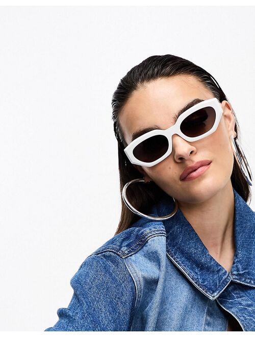 ASOS DESIGN angular frame sunglasses in white