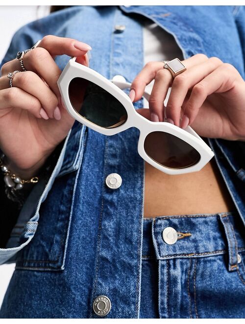 ASOS DESIGN angular frame sunglasses in white