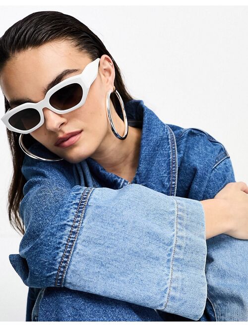 ASOS DESIGN angular frame sunglasses in white