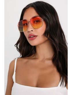 Brilliant Babe Orange and Yellow Ombre Aviator Sunglasses