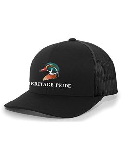Colorful Mallard Wood Duck Mens Embroidered Mesh Back Trucker Hat Baseball Cap