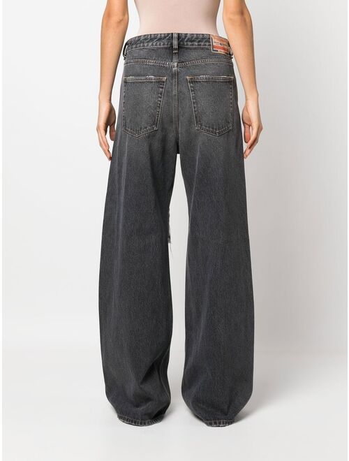 Diesel distressed wide-leg jeans