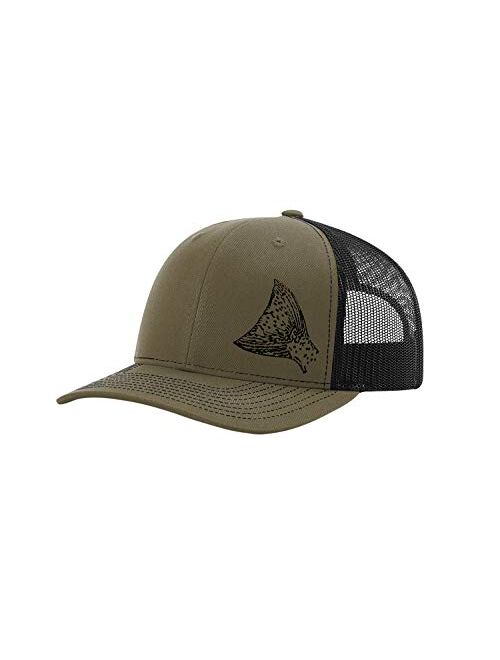 Heritage Pride Embroidered Rainbow Trout Tail Trucker Hat, Loden/Black- Black Embroidery