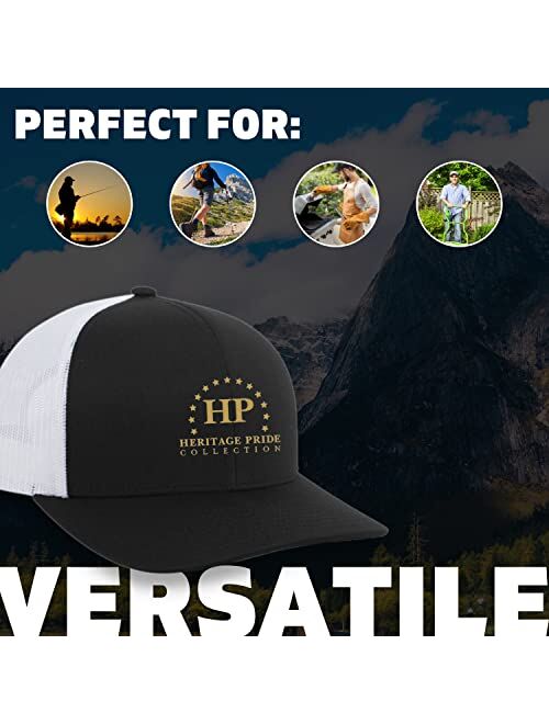 Heritage Pride Mens Buffalo Hat Embroidered Buffalo Mountain Forest Tamarack Mens Mesh Back Trucker Hat Baseball Cap