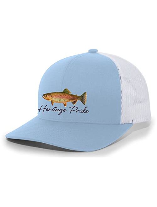 Heritage Pride Freshwater Fish Collection Trout Fishing Mens Embroidered Mesh Back Trucker Hat Baseball Cap