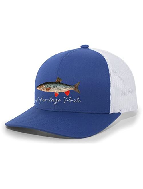 Heritage Pride Freshwater Fish Collection Carp Fishing Mens Embroidered Mesh Back Trucker Hat Baseball Cap