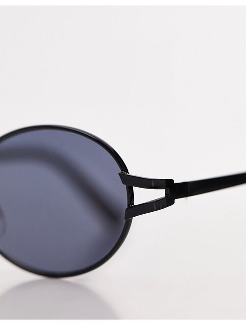 Topshop metal oval round sunglasses in black