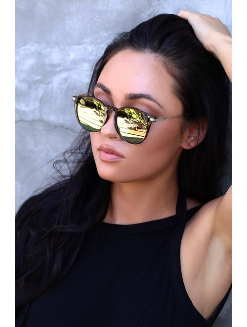 Lulus Light it Up Tortoise and Pink Mirrored Sunglasses