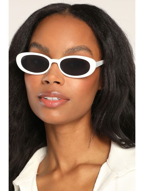 Lulus Skinny Minnie White Mini Oval Sunglasses