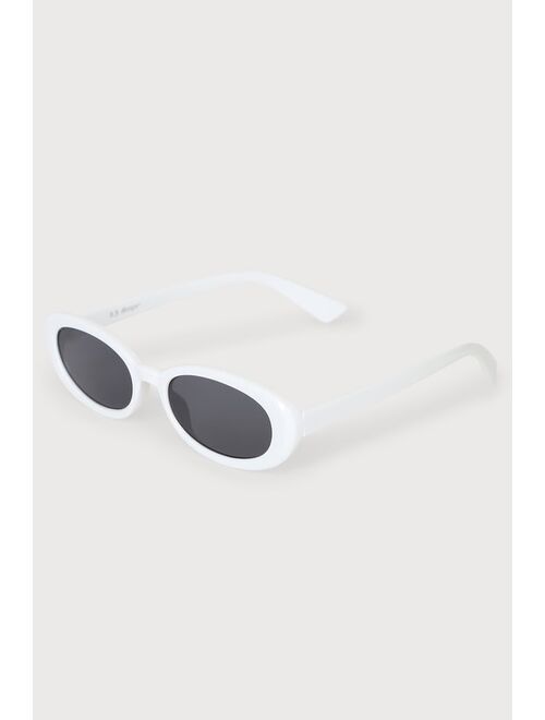 Lulus Skinny Minnie White Mini Oval Sunglasses