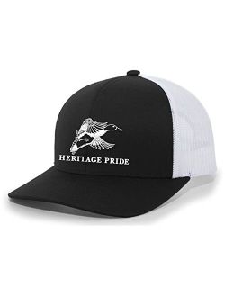 Flying Duck Mens Embroidered Mesh Back Trucker Hat Baseball Cap