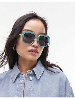 curved square sunglasses in sage