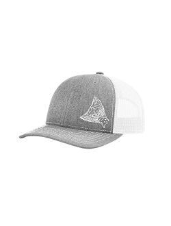 Embroidered Rainbow Trout Tail Trucker Hat, Heather Grey/White