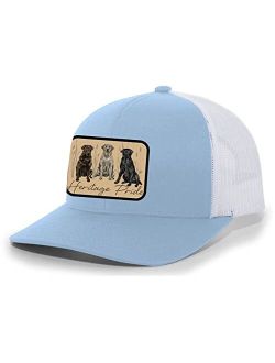 Canine Collection Three Labs Labrador Retriever Mens Embroidered Mesh Back Trucker Hat, Columbia Blue/White