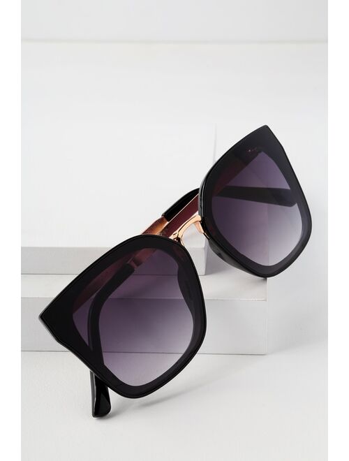 Lulus Augusta Black Sunglasses